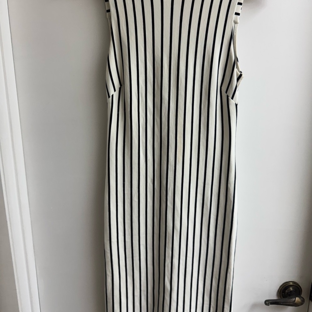 Banana Republic Black and White Striped Midi Dress